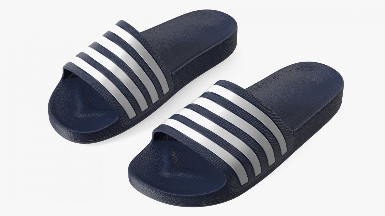 3D Dark Blue Rubber Flip-Flops Slippers