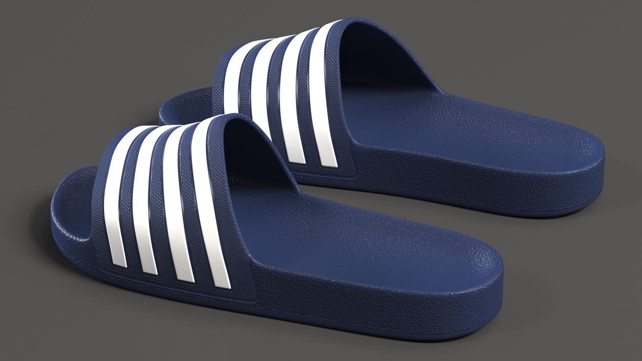 3D Dark Blue Rubber Flip-Flops Slippers