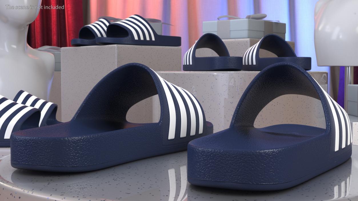 3D Dark Blue Rubber Flip-Flops Slippers