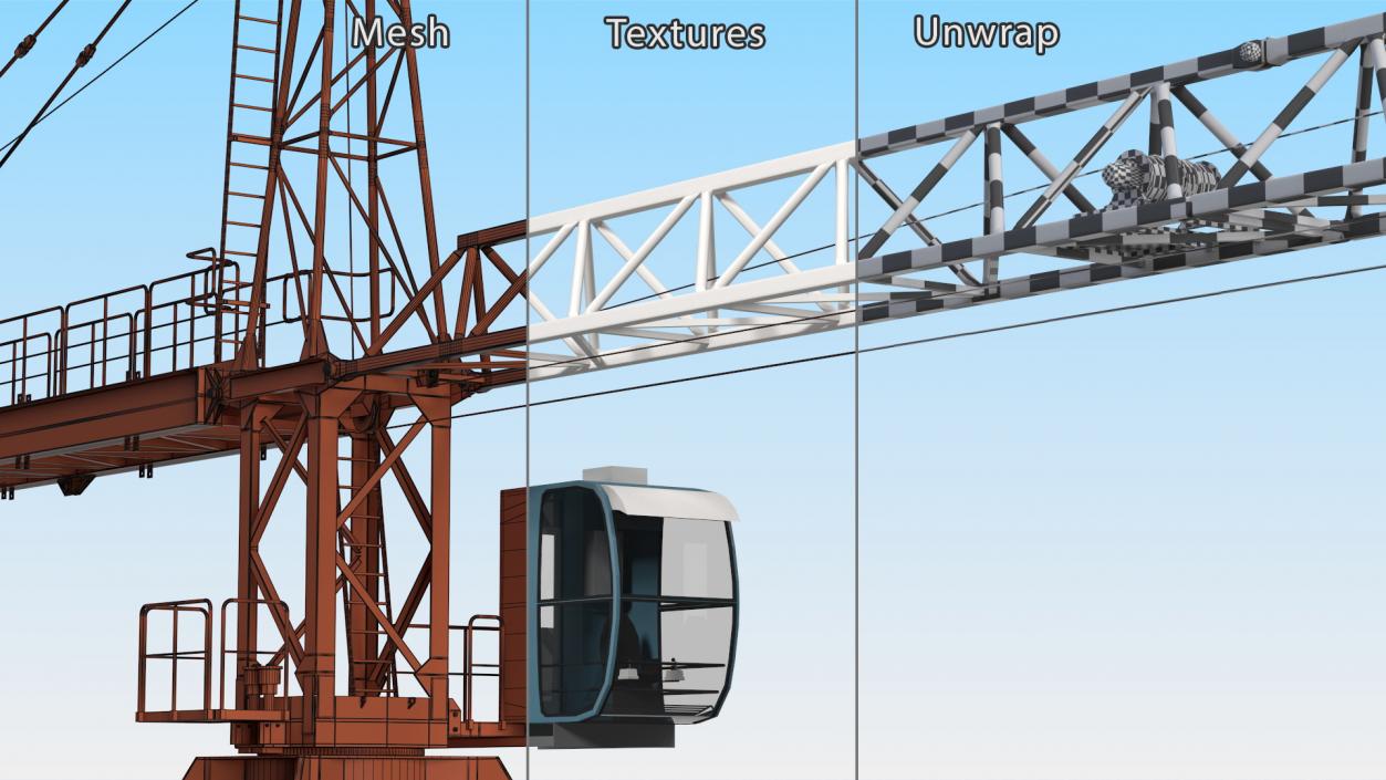 3D Construction Tower Crane Rigged