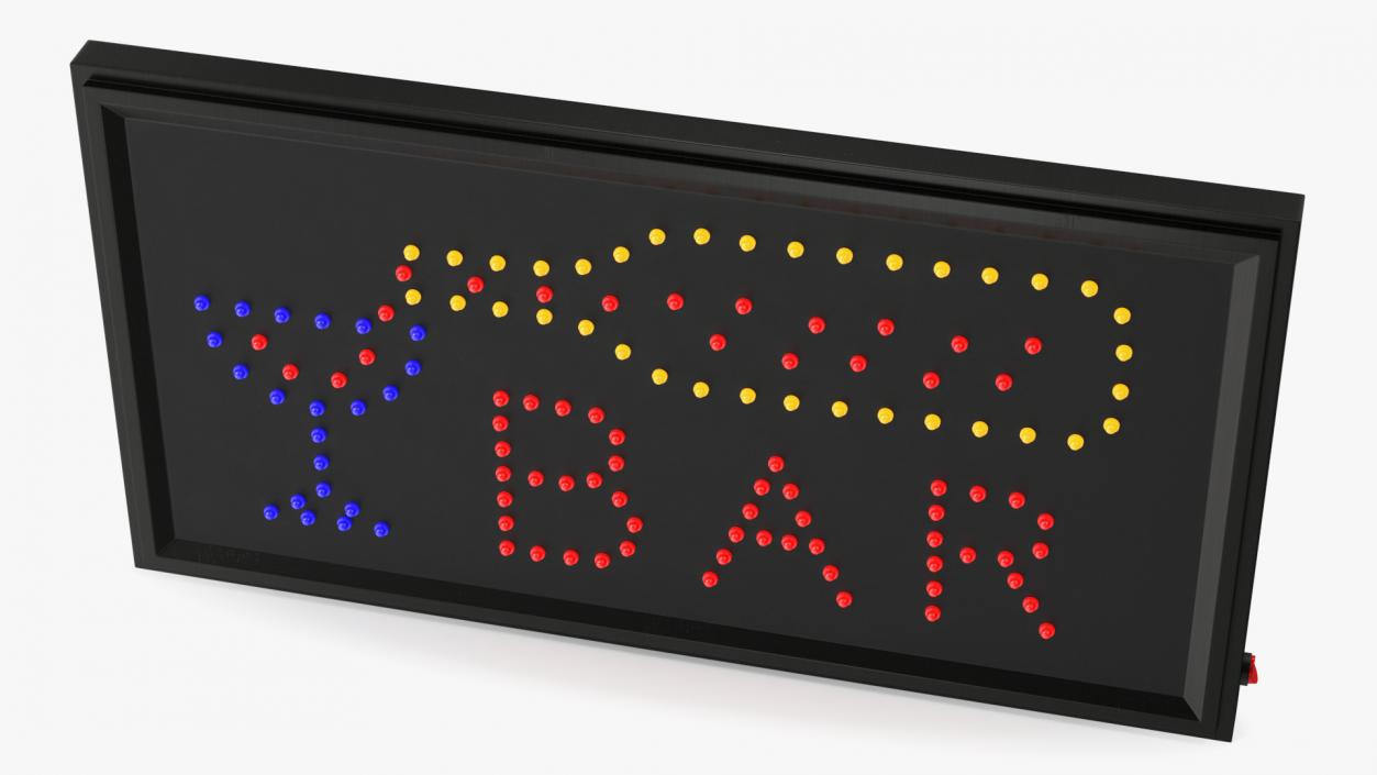 3D model Bar Neon LED Light ON Business Sign