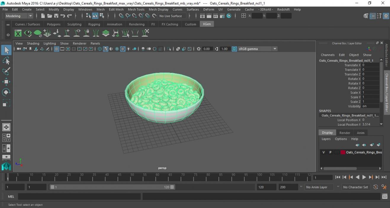 3D Oats Cereals Rings Breakfast model