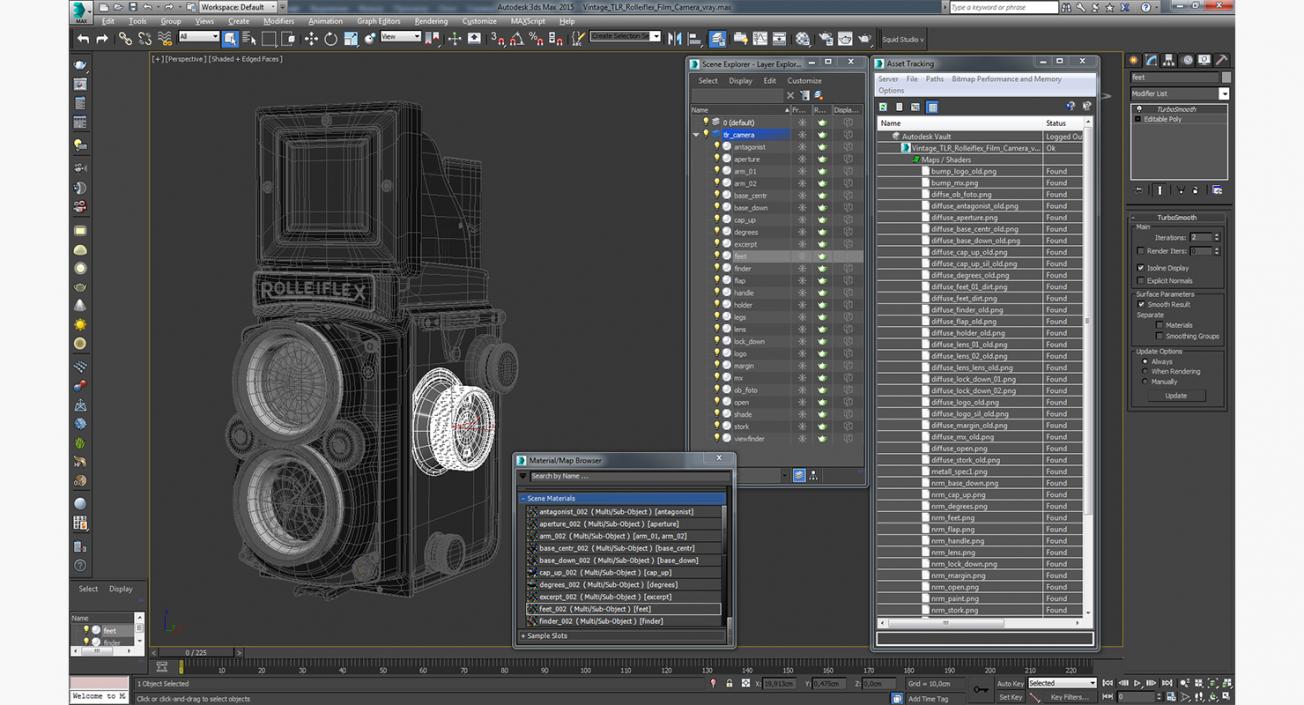 Vintage TLR Rolleiflex Film Camera 3D model