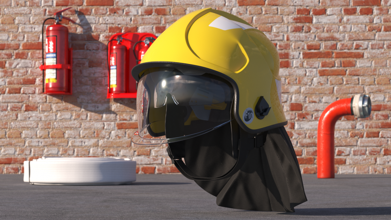 3D Yellow Fire Helmet F10 MKV