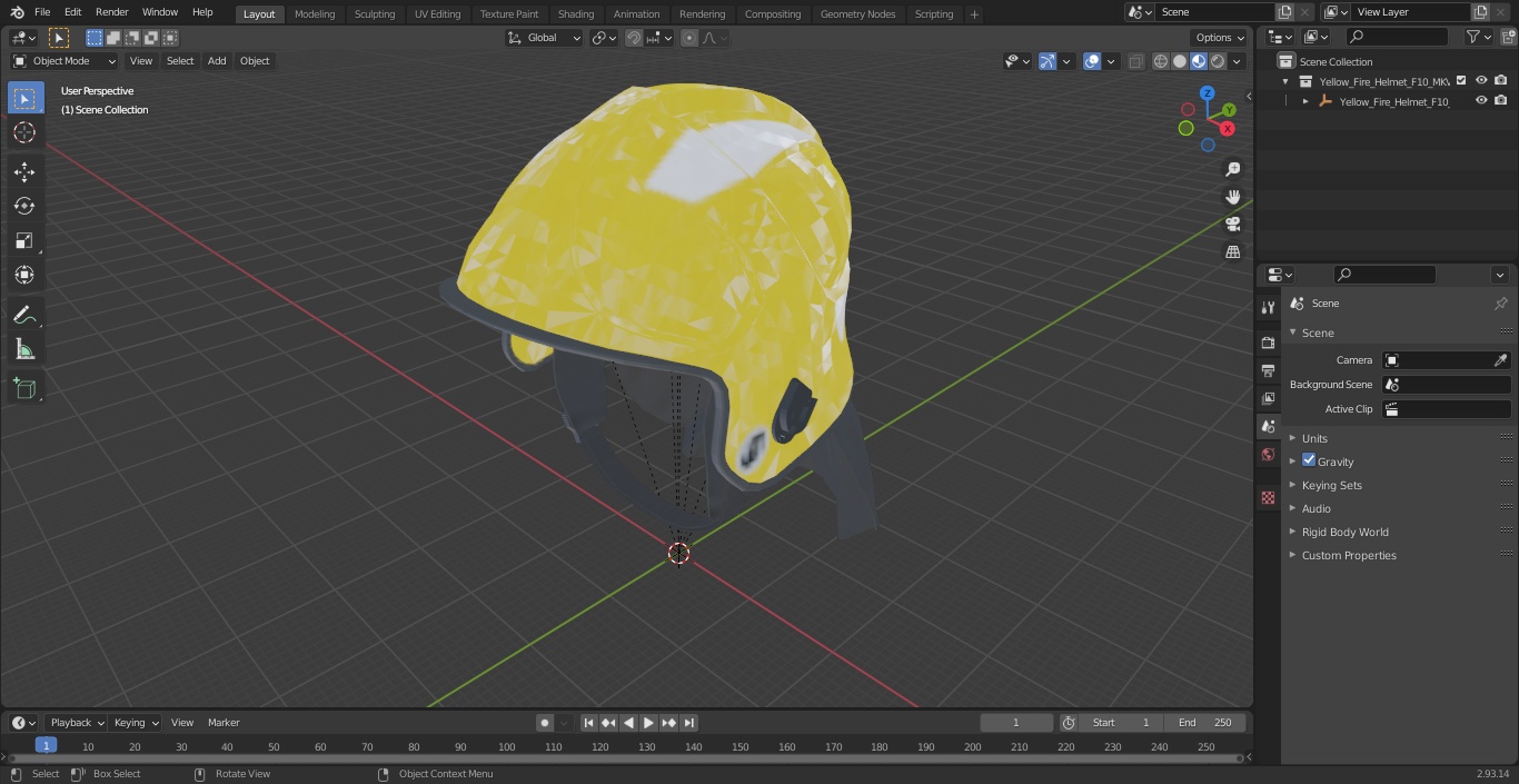 3D Yellow Fire Helmet F10 MKV