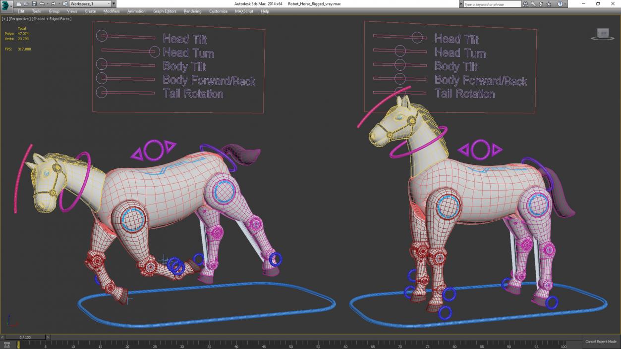 3D Robot Horse Rigged model