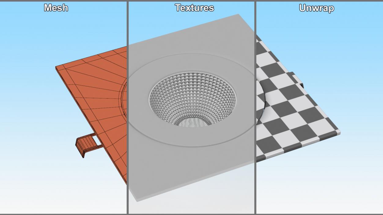 3D Recessed Modular Square 4 Light Luminaire Gray