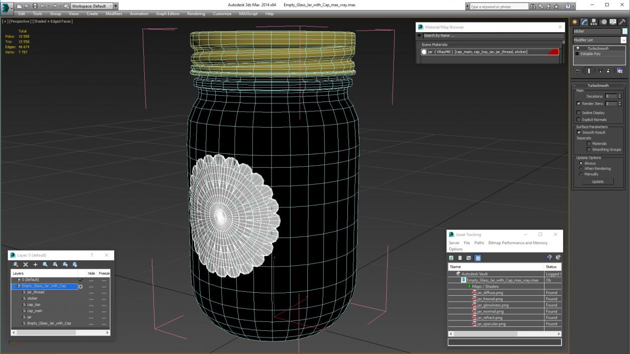 Empty Glass Jar with Cap 3D model