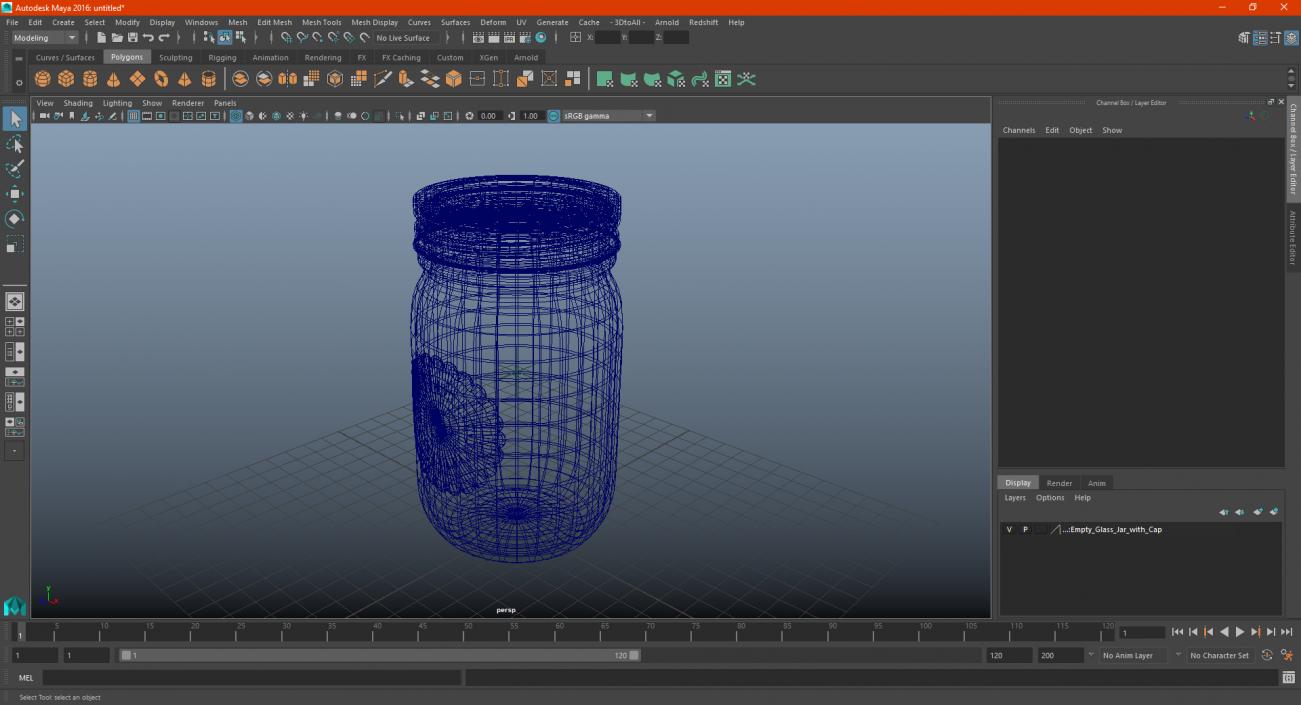 Empty Glass Jar with Cap 3D model