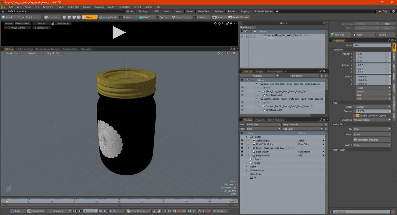 Empty Glass Jar with Cap 3D model