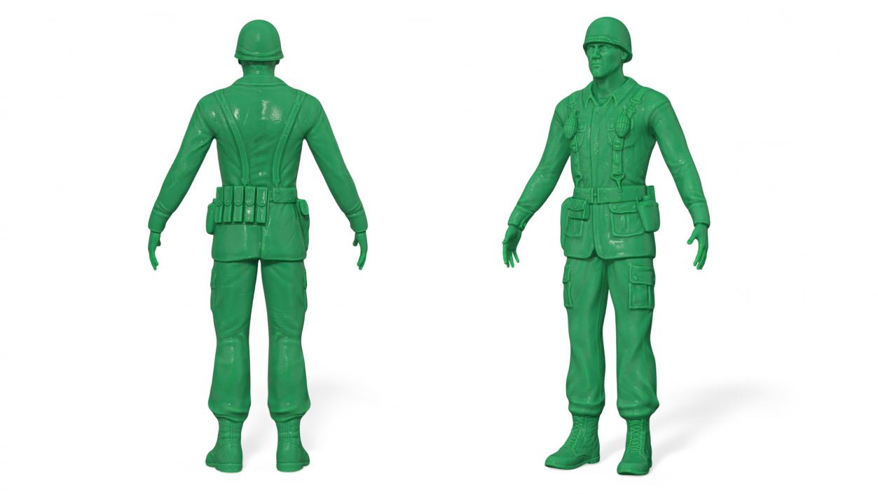 3D Green Toy Soldier Rigged for Cinema 4D model