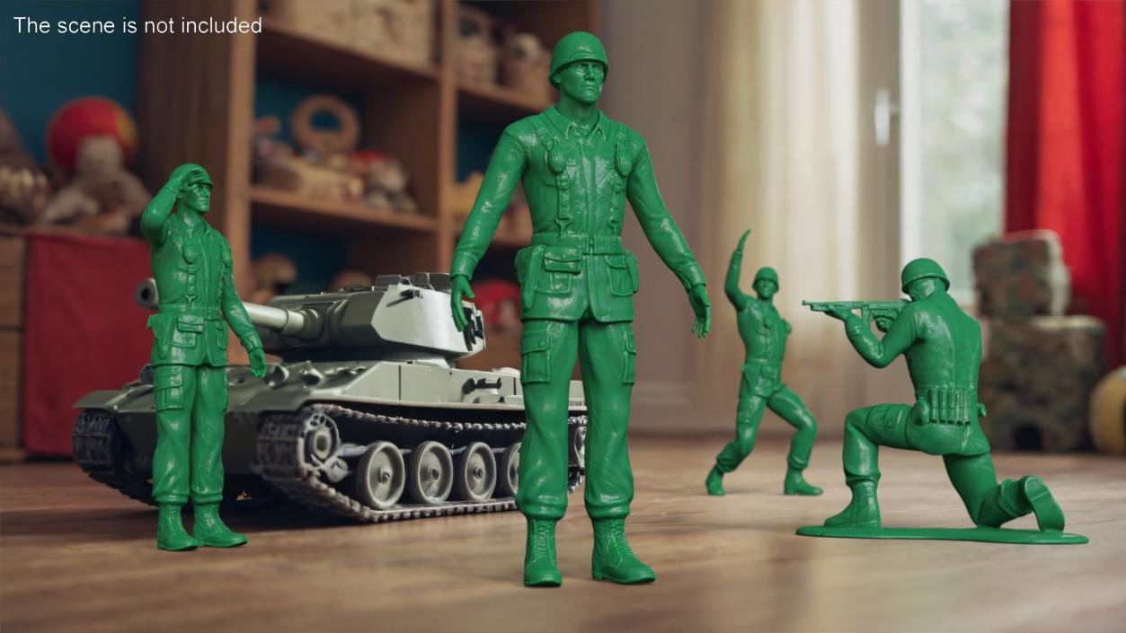 3D Green Toy Soldier Rigged for Cinema 4D model