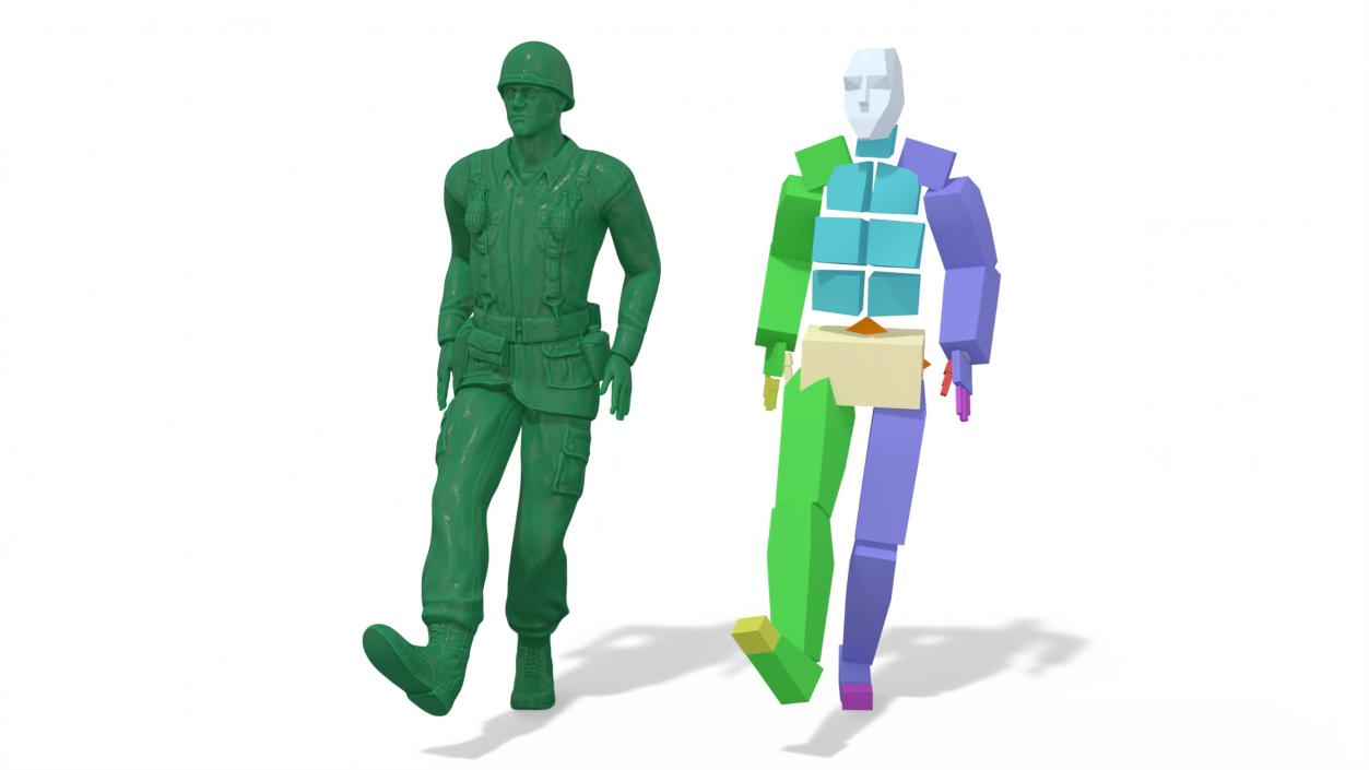 3D Green Toy Soldier Rigged for Cinema 4D model