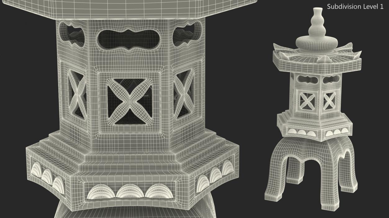 Asian Garden Statue Gray 3D model