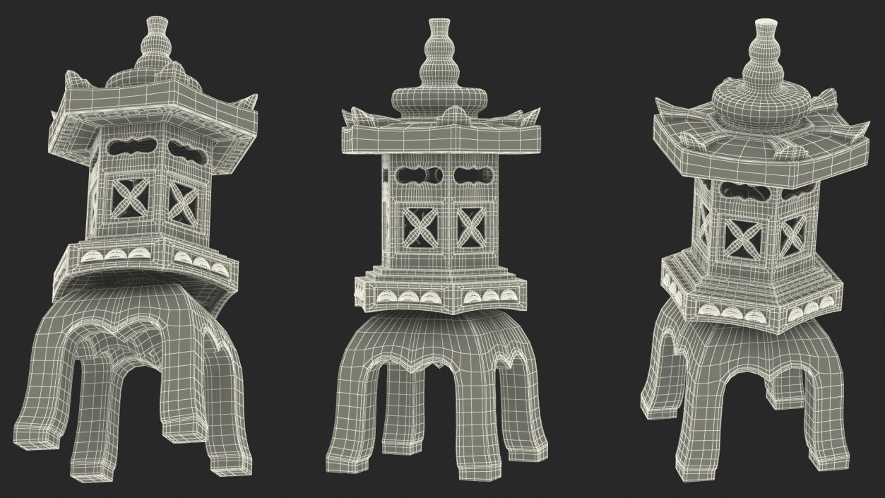 Asian Garden Statue Gray 3D model