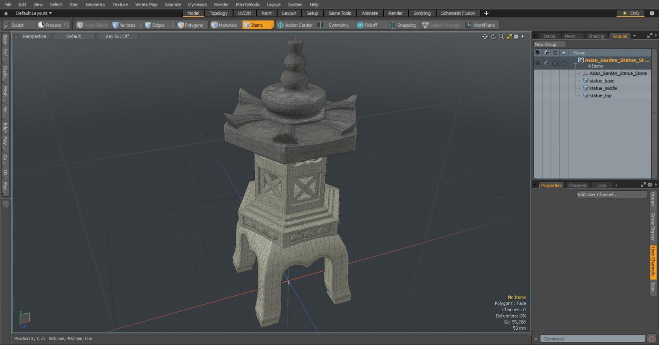 Asian Garden Statue Gray 3D model