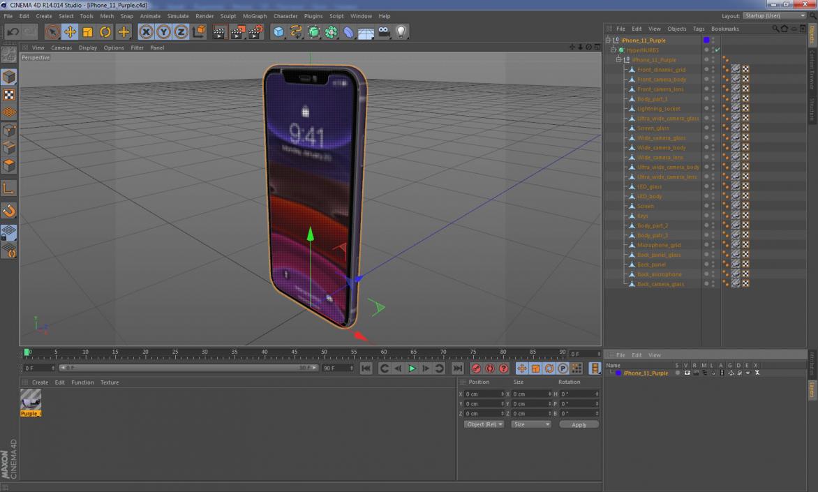 3D iPhone 11 Purple