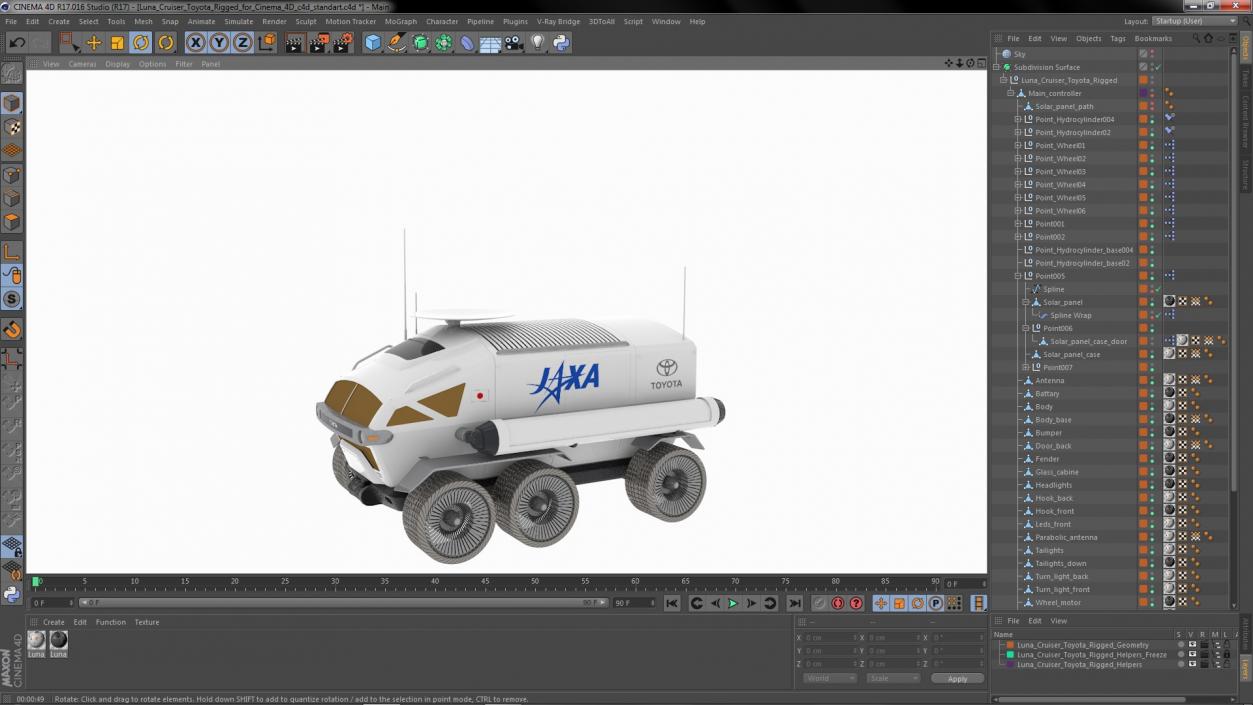3D model Luna Cruiser Toyota Rigged for Cinema 4D