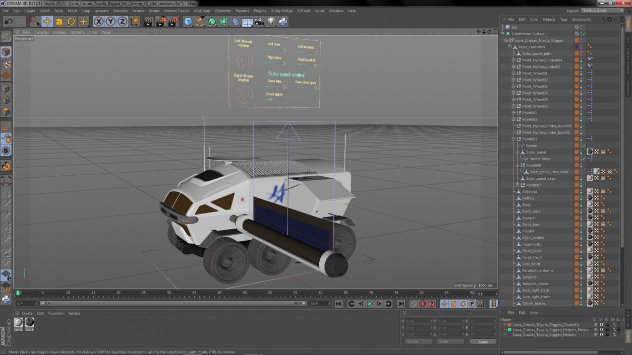 3D model Luna Cruiser Toyota Rigged for Cinema 4D