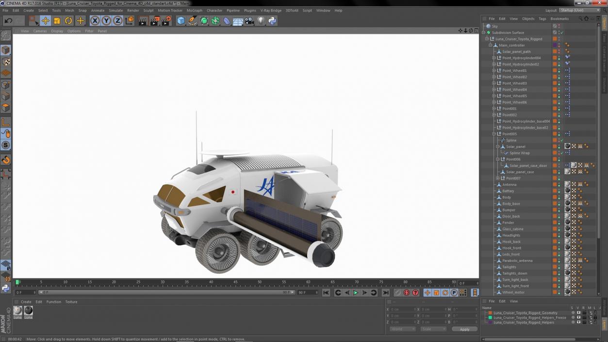 3D model Luna Cruiser Toyota Rigged for Cinema 4D