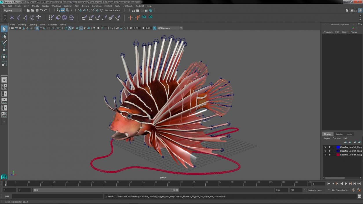 3D Clearfin Lionfish Rigged for Maya model