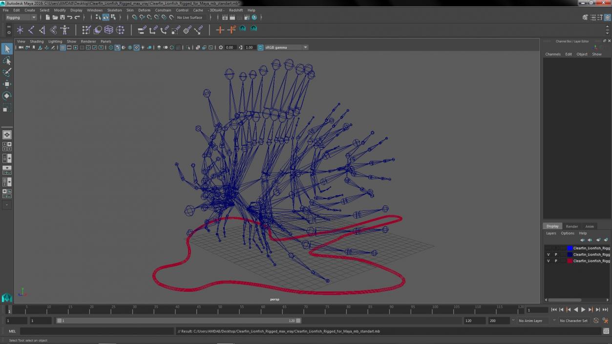 3D Clearfin Lionfish Rigged for Maya model