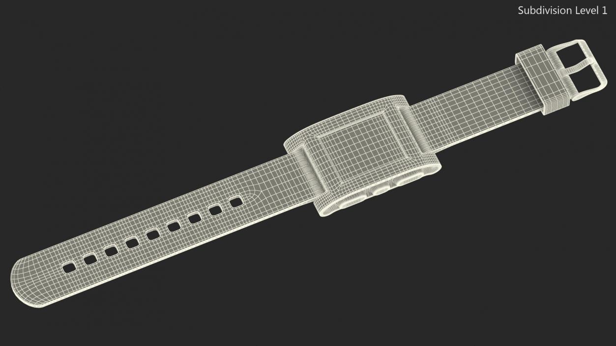 3D Pebble Smart Watch Works with Strap Unbuttoned