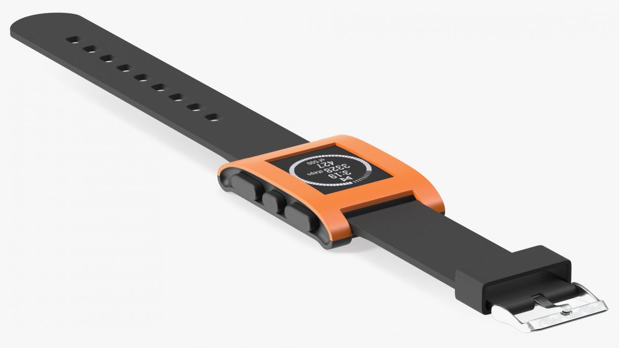 3D Pebble Smart Watch Works with Strap Unbuttoned