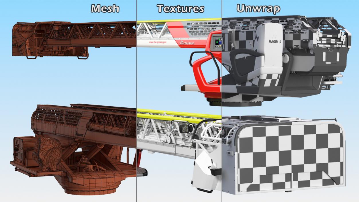 Magirus M32L AS Turntable Ladder Folded 3D model