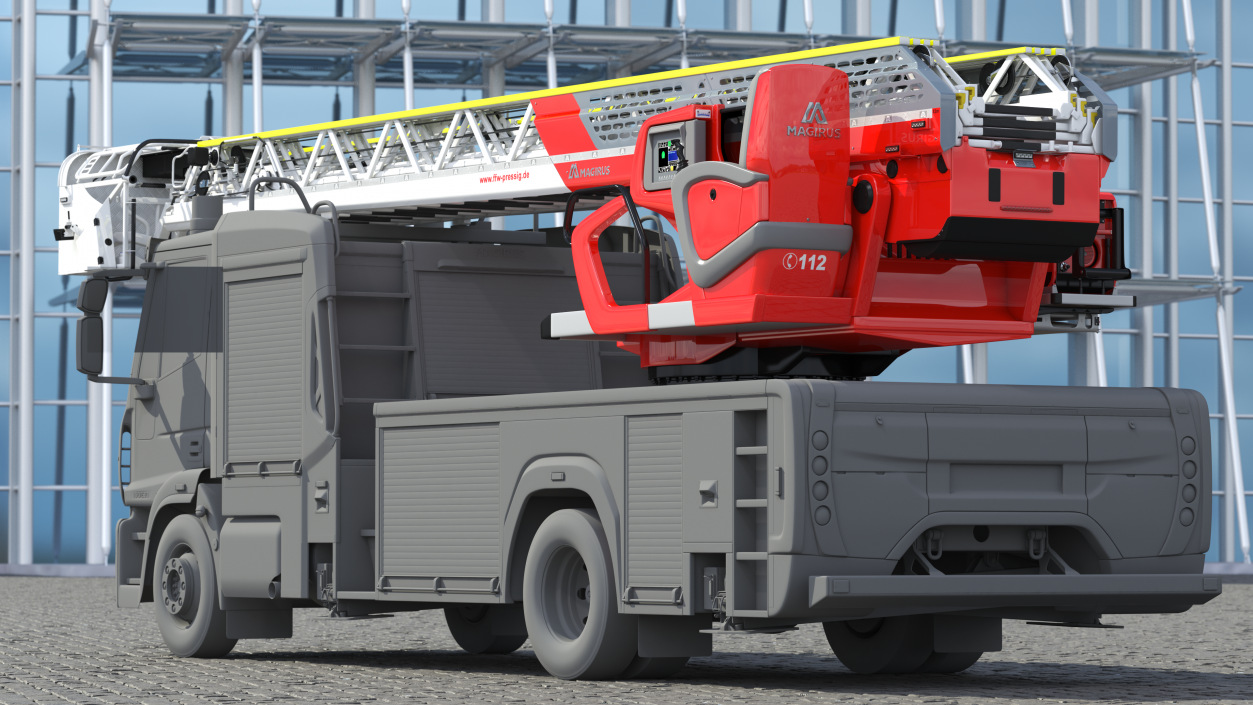 Magirus M32L AS Turntable Ladder Folded 3D model