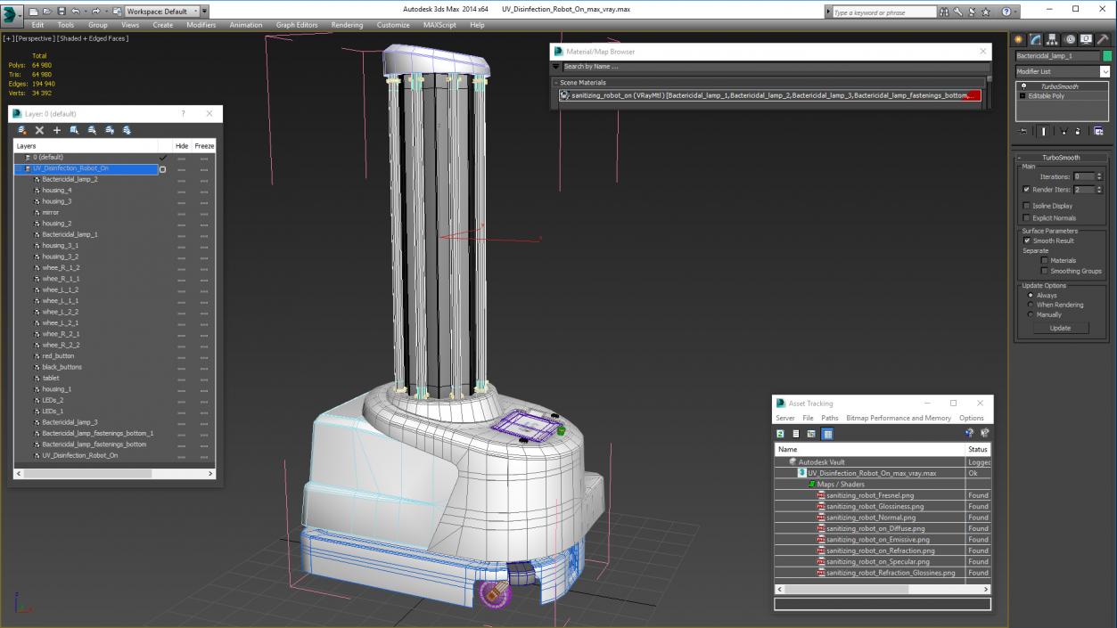 UV Disinfection Robot On 3D model