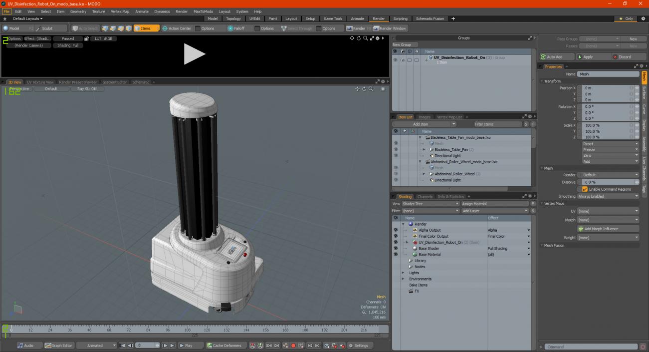 UV Disinfection Robot On 3D model