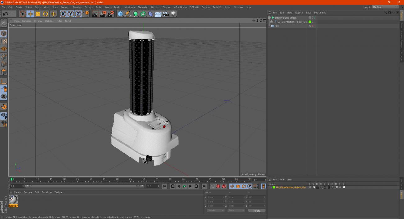 UV Disinfection Robot On 3D model