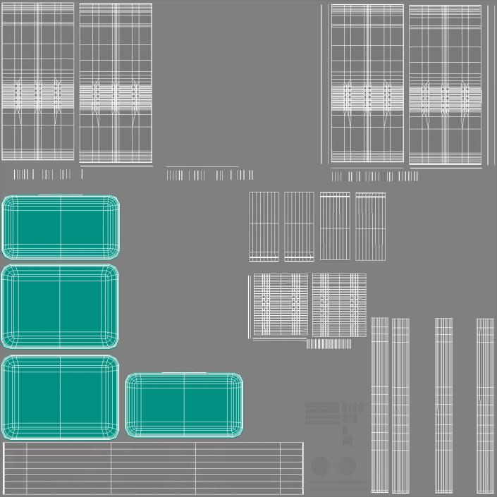 Metal Seats with Shelf 3D