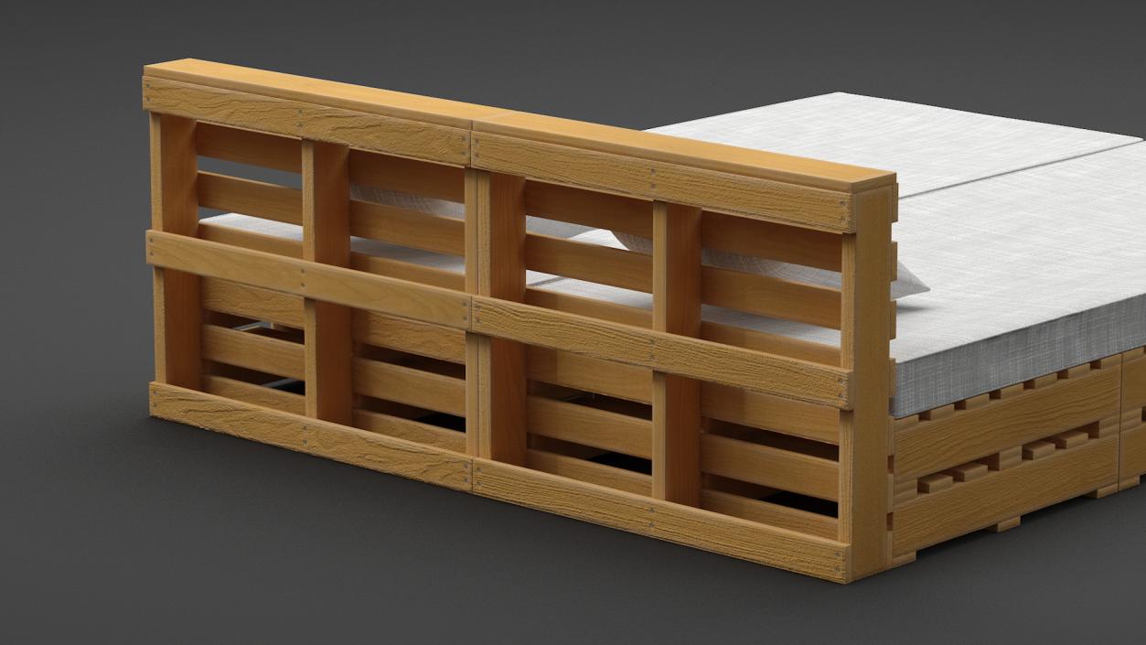 Pallet Bed with Cushions 3D model