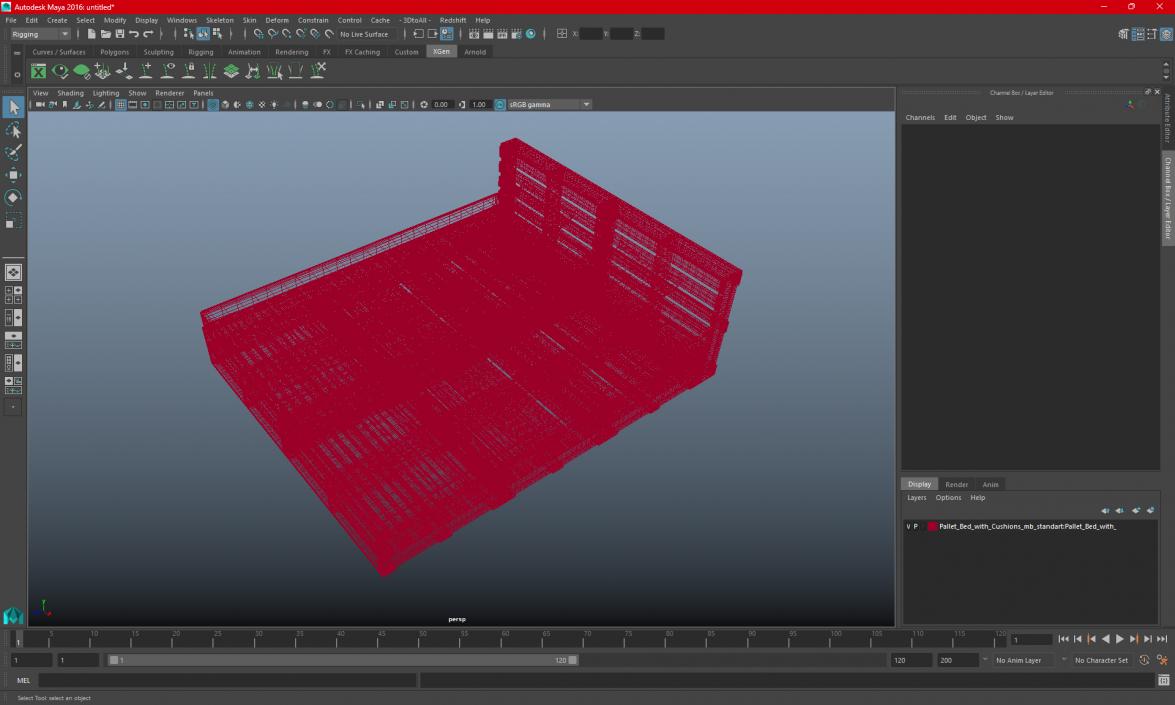 Pallet Bed with Cushions 3D model