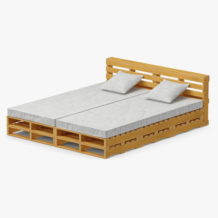 Pallet Bed with Cushions 3D model