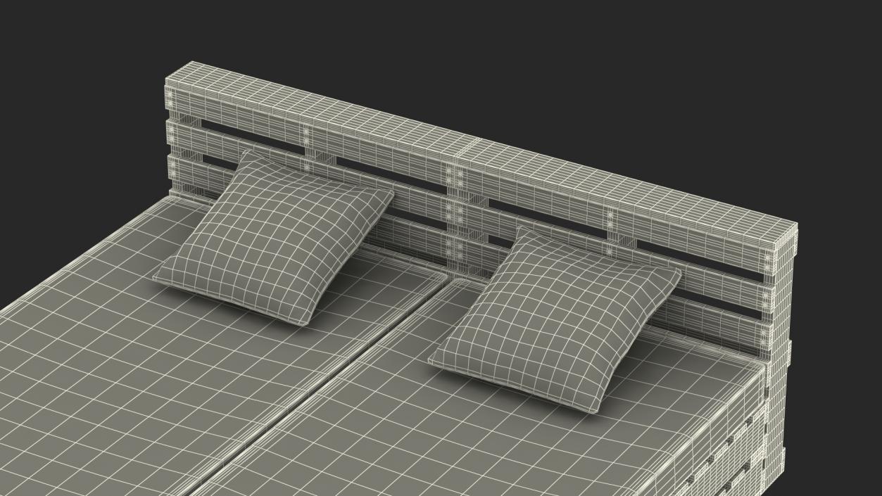 Pallet Bed with Cushions 3D model