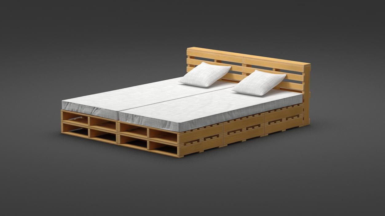 Pallet Bed with Cushions 3D model