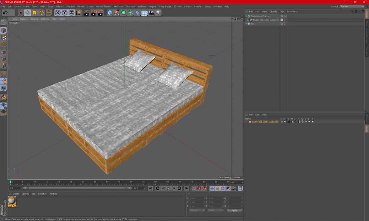 Pallet Bed with Cushions 3D model