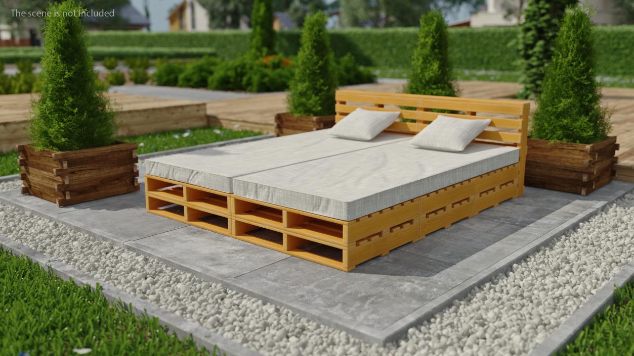 Pallet Bed with Cushions 3D model