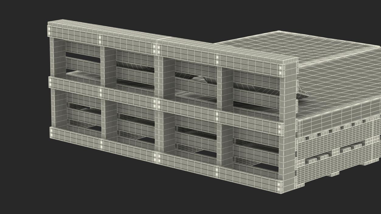 Pallet Bed with Cushions 3D model