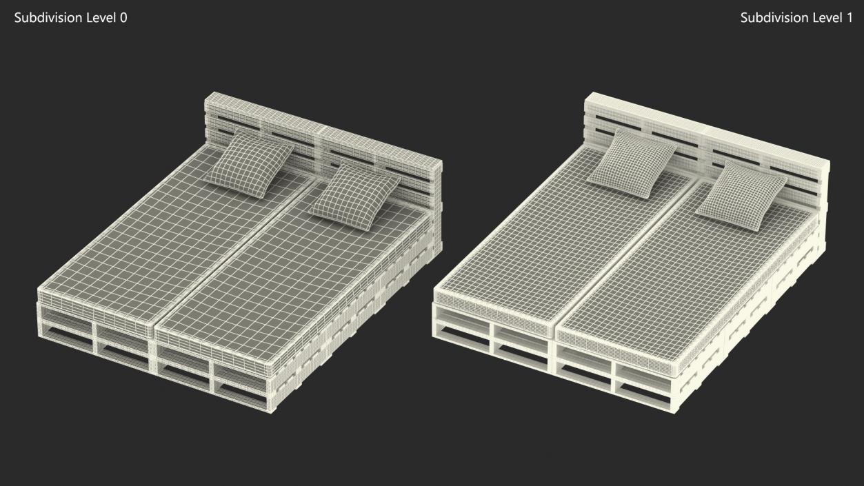 Pallet Bed with Cushions 3D model