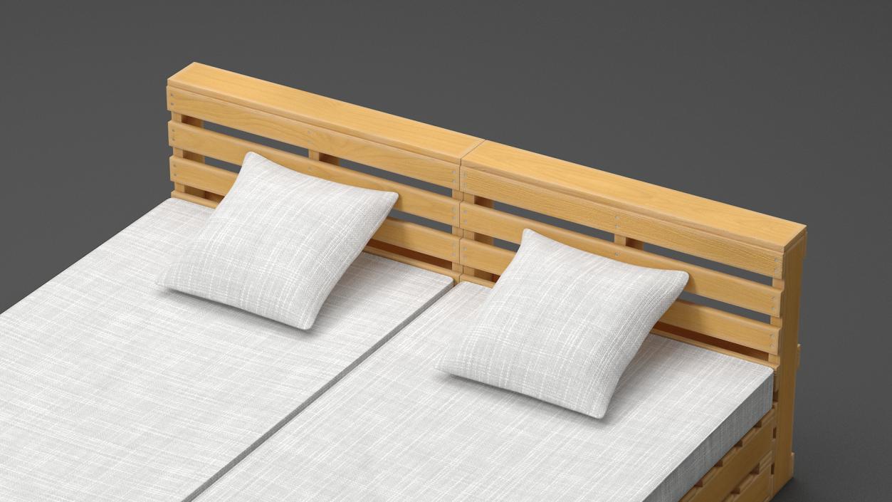 Pallet Bed with Cushions 3D model