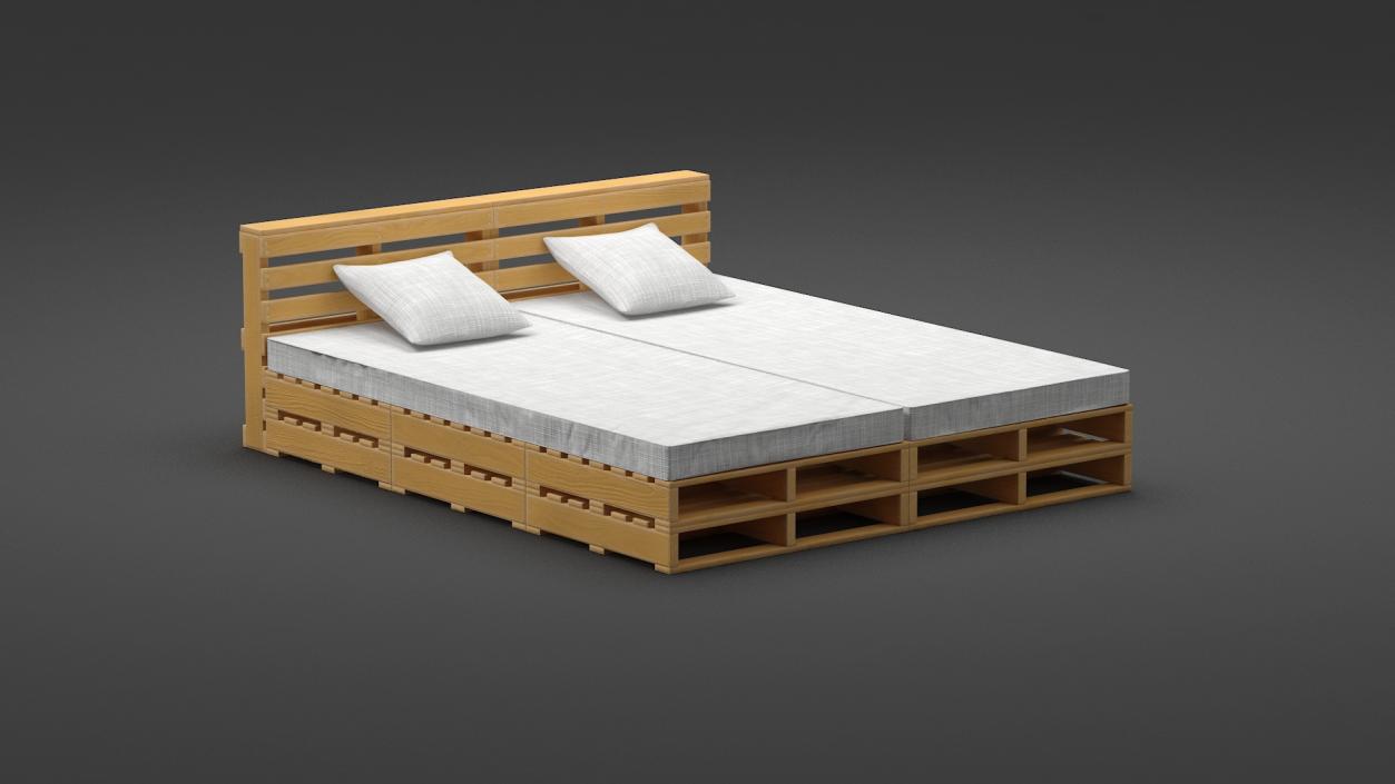 Pallet Bed with Cushions 3D model