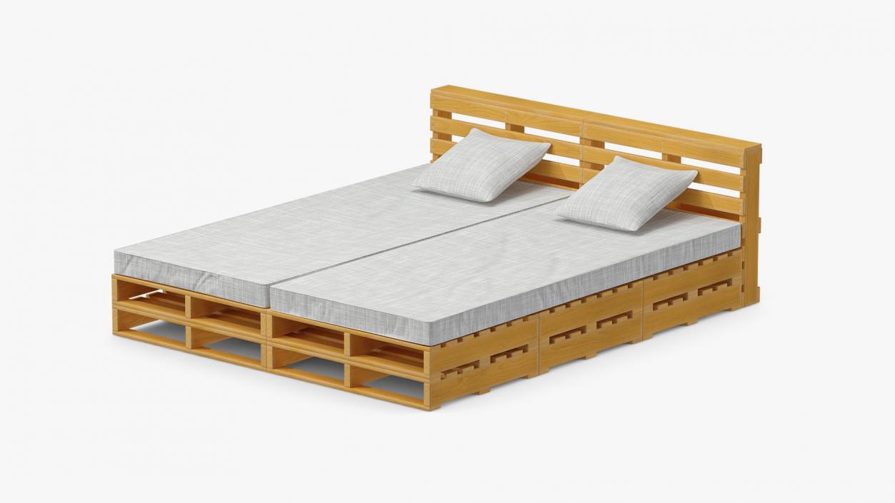 Pallet Bed with Cushions 3D model