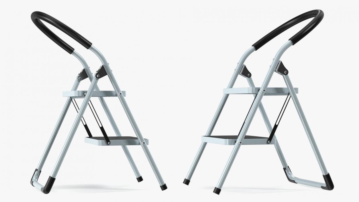 2 Step Ladder Folding Step Stool 3D