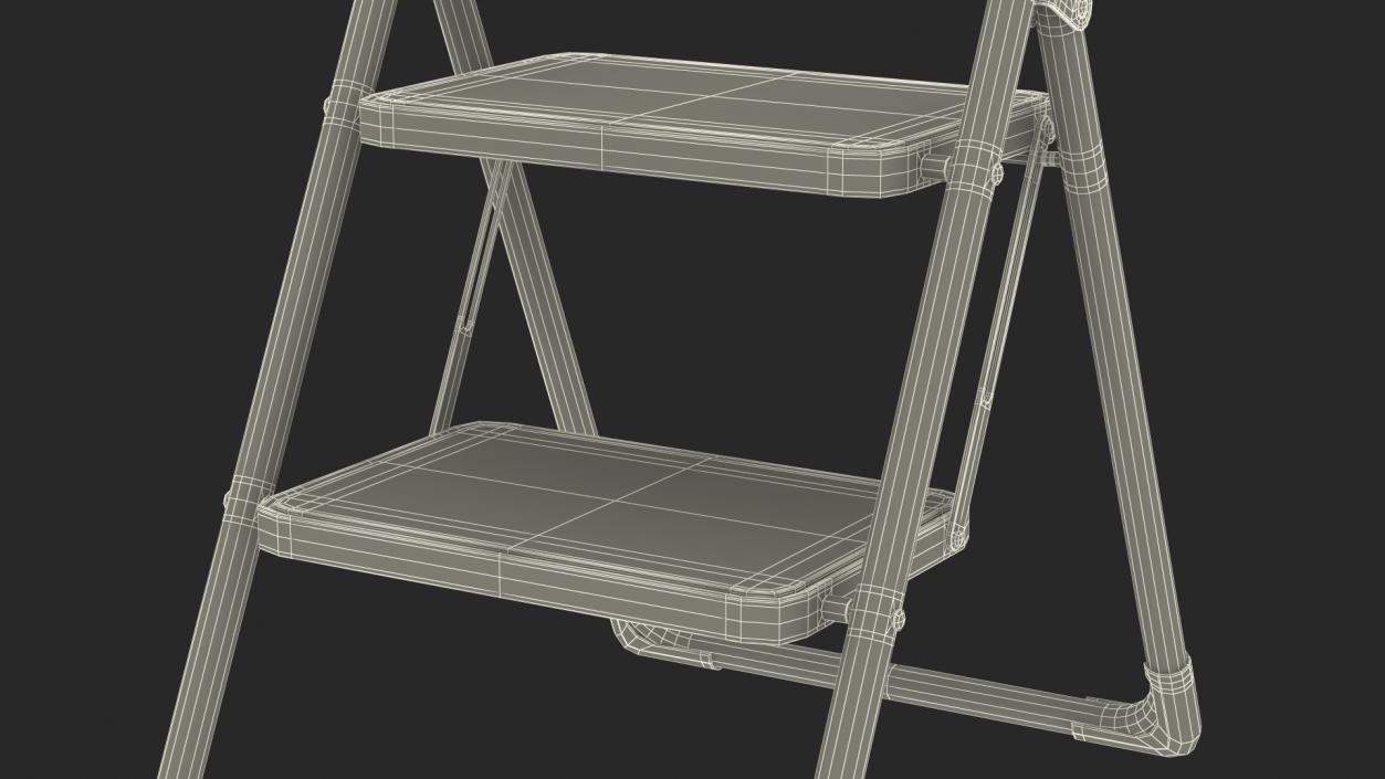 2 Step Ladder Folding Step Stool 3D