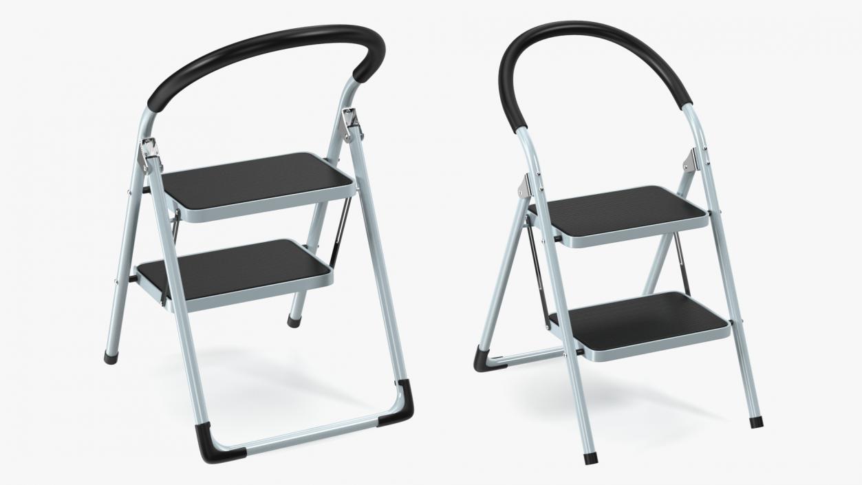 2 Step Ladder Folding Step Stool 3D