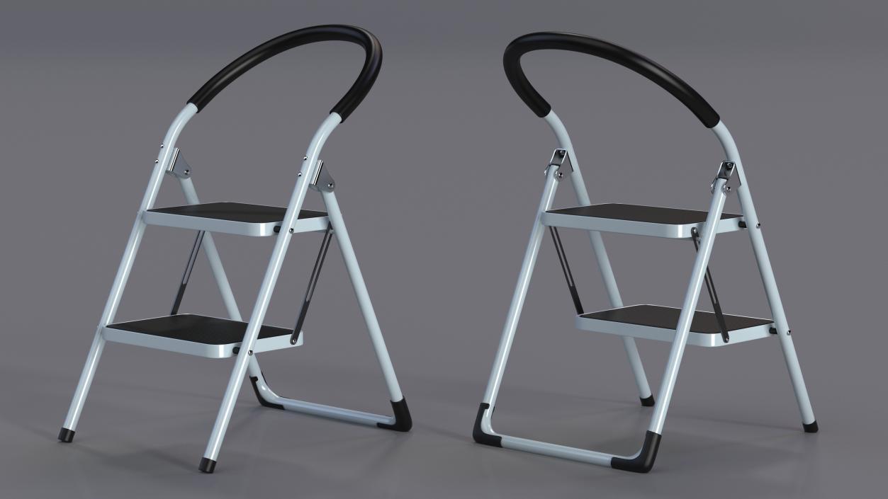 2 Step Ladder Folding Step Stool 3D